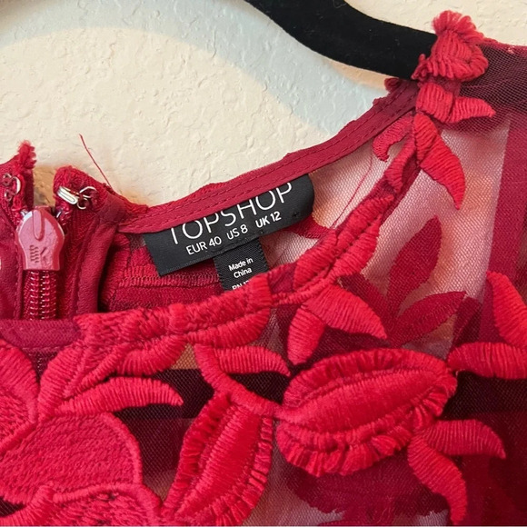 Topshop Long Sleeve Applique Mini Dress - Picture 3 of 6